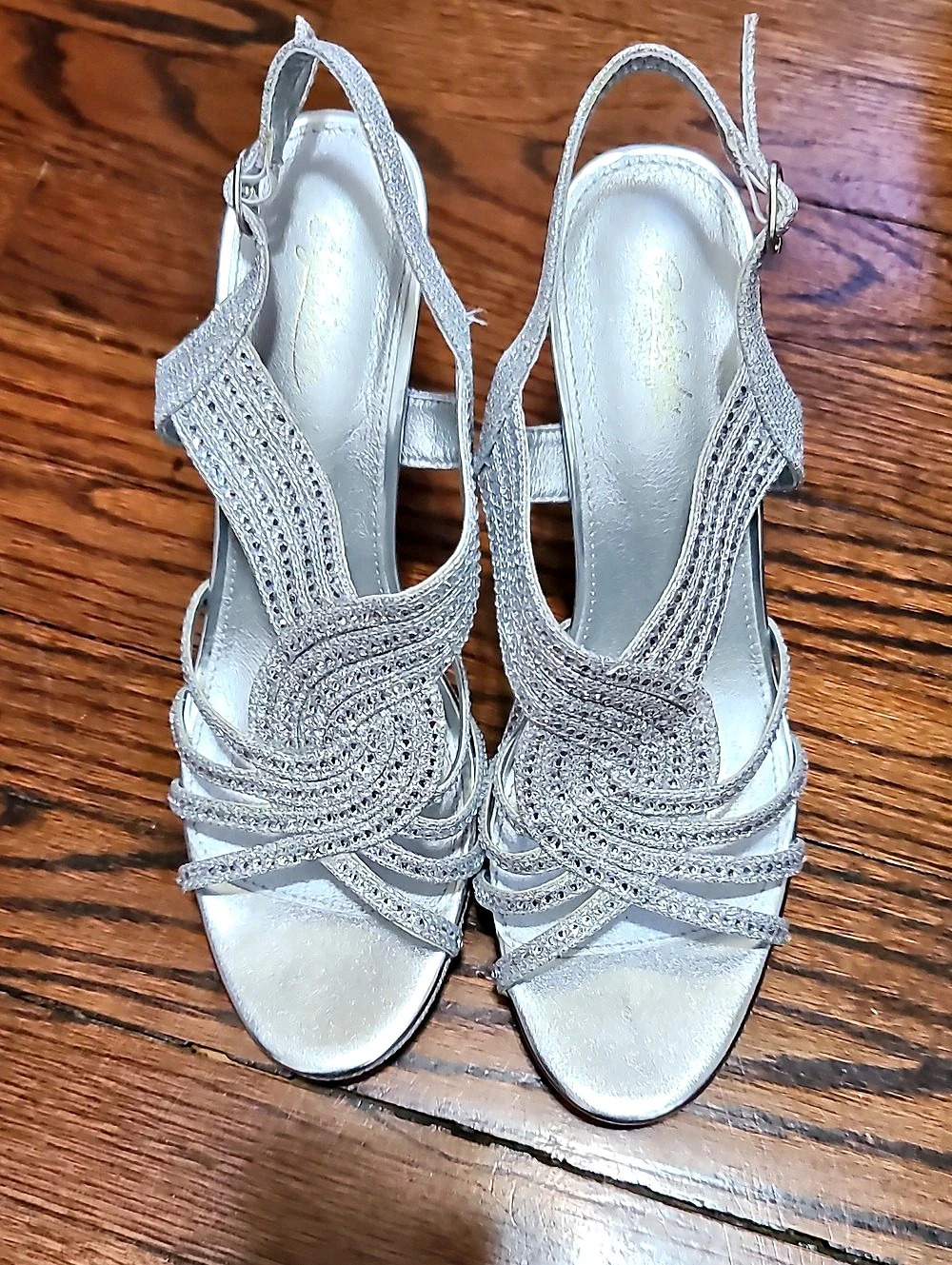 NWT Silver Rhinestone Heels